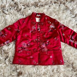 Elegant Red Traditional Chinese Girl’s jacket